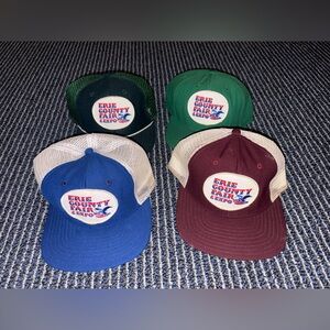 Set Of 4 Vintage Erie County Fair Mesh Patch Snapback Trucker Hat Hamburg NY
